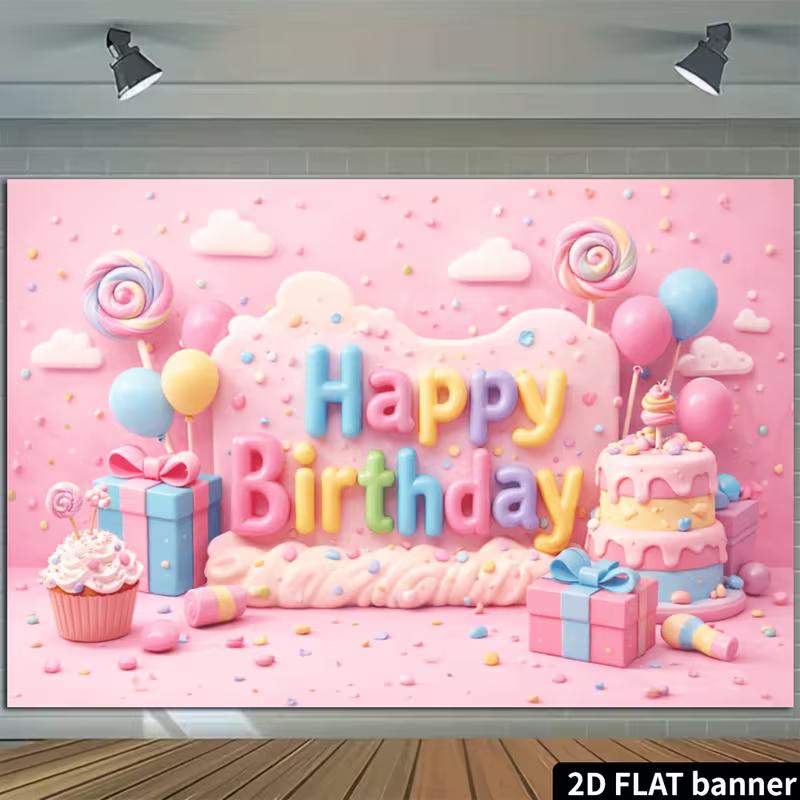 2D Flat Lollipop Banner for Cake Smash Photoshoots, Baby Showers & Kids' Events