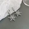 Silver Plated Crystal Pearl Christmas Snowflake Zircon Earrings Dangle For Women Hook  Xmas Party Fashion Jewelry Gift