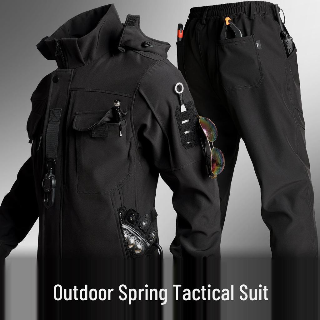 Men's Durable Waterproof Camouflage Jacket & Pants Set - Breathable Workwear for Spring & Autumn Outdoor, Tactical, and Mountaineering Use