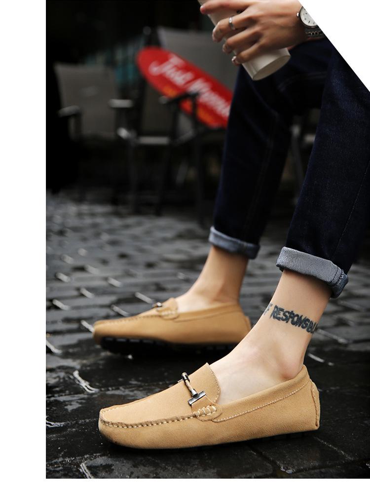 Men's Large Slip-on Cowhide Loafers - Lightweight Matte Leather Office Shoes
