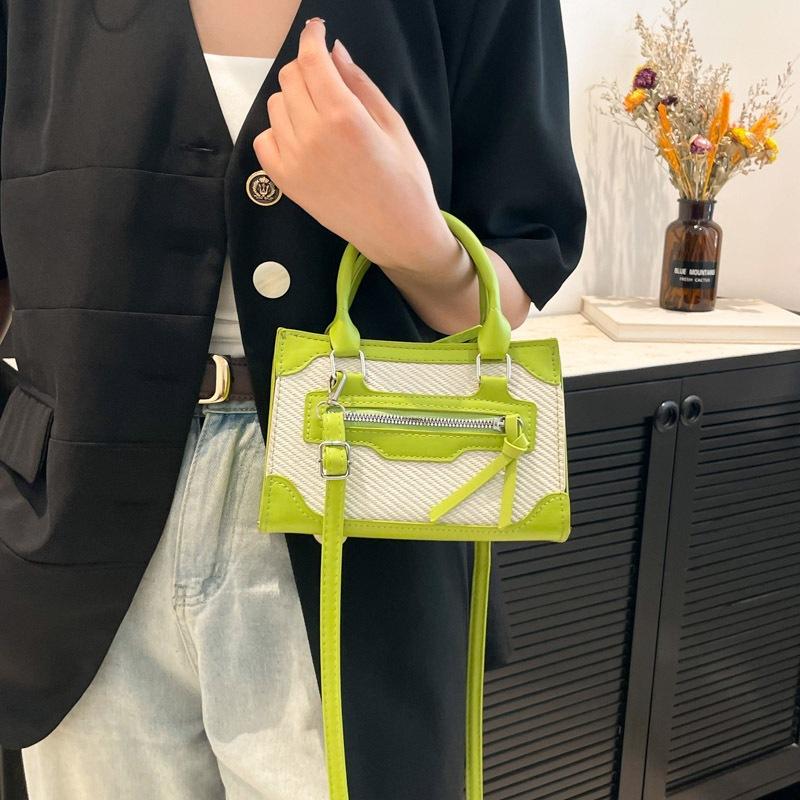 Niche Trend Fashion Small Square Bag 2025 New Summer Contrasting Colors Simple and Versatile Single Shoulder Oblique Span Portable