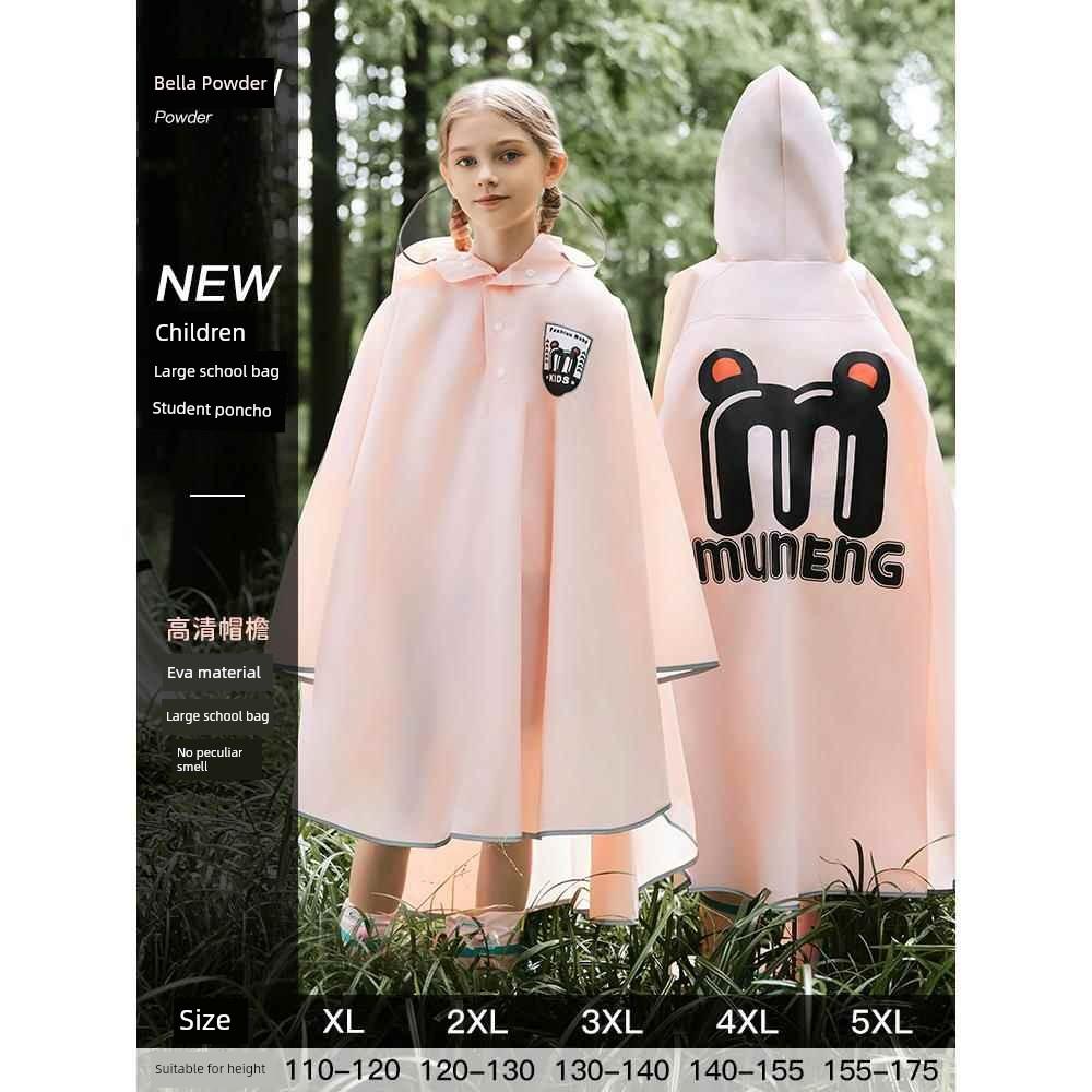 Children's Raincoat for Boys and Girls, Full-Body Waterproof with Backpack Space, Special Poncho for Middle School Students to Go to School