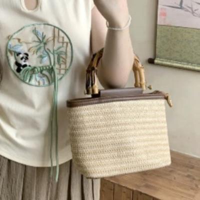 Summer New Niche Crossbody Bag Woven Bag Women's High-Quality Texture Handheld Straw Bucket Bag