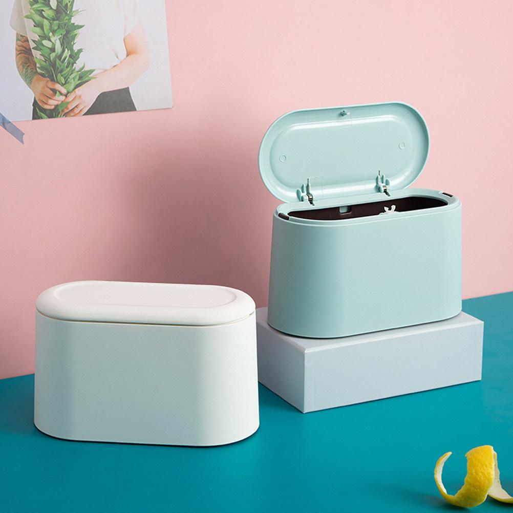1Pcs Press Top Mini Desktop Trash Can Small Space Saving Waste Bin for Office Desk Stylish Table Garbage Container
