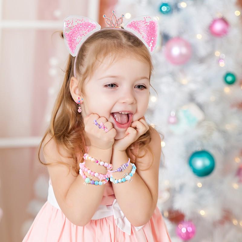 Children's DIY Bracelet Beading Kit – Handmade Material Toys for Girls, Ideal Christmas or 7th Birthday Gift, New Year's Present.