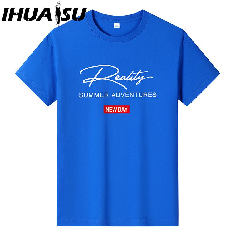 IHUASU Cotton Short Sleeve T-shirt Men's Fashion Loose Half Sleeve Shirt Printed Compassionate Shirt