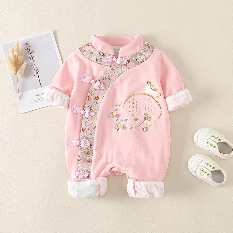 

Вышитый комбинезон для девочки в китайском стиле - Длинный рукав, Двухслойный, Костюм Тан для весны и осени 90 cm