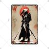 Retro-Kunst im japanischen Stil, Vintage-Samurai-Poster, Blechschild, dekorative Metalltafel, Wandplatte, Schilder, Wohnzimmer, Schlafzimmer, Heimdekoration