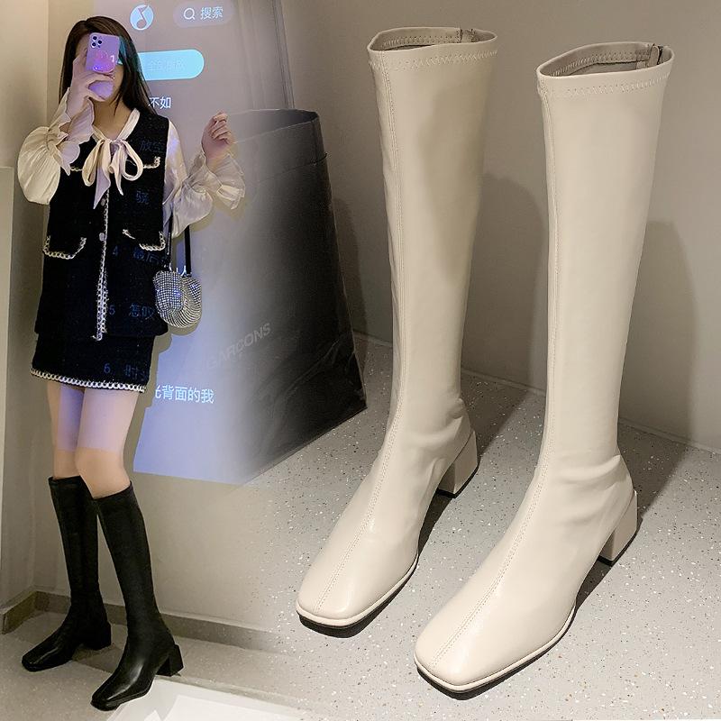 Women's knee high boots 2025 autumn and winter new British style small stature slimming high-heeled knight women's boots