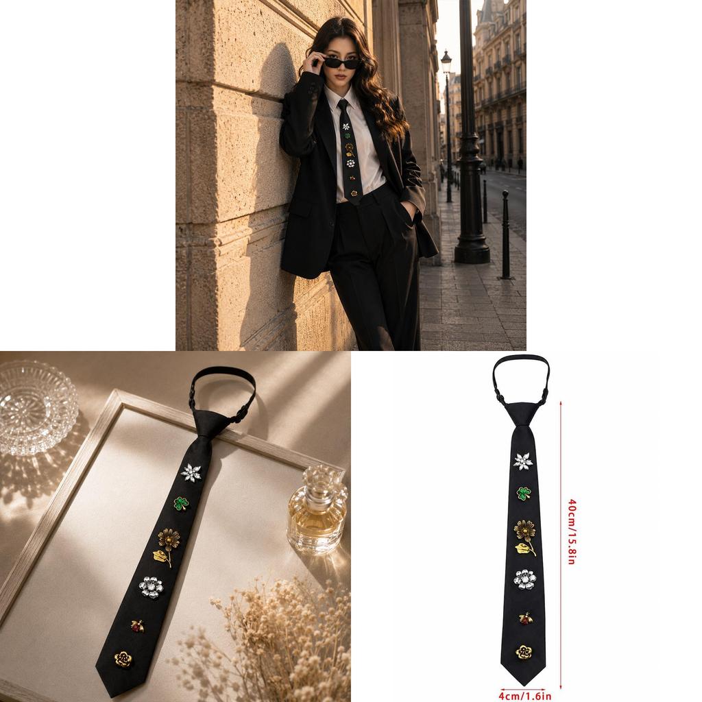 Gothic Punk Ladies Tie With Clover Decor For Cosplay And Photoshoots