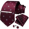 US Slik Mens Tie Clip Set Purple Striped Necktie Pocket Square Cufflinks Wedding