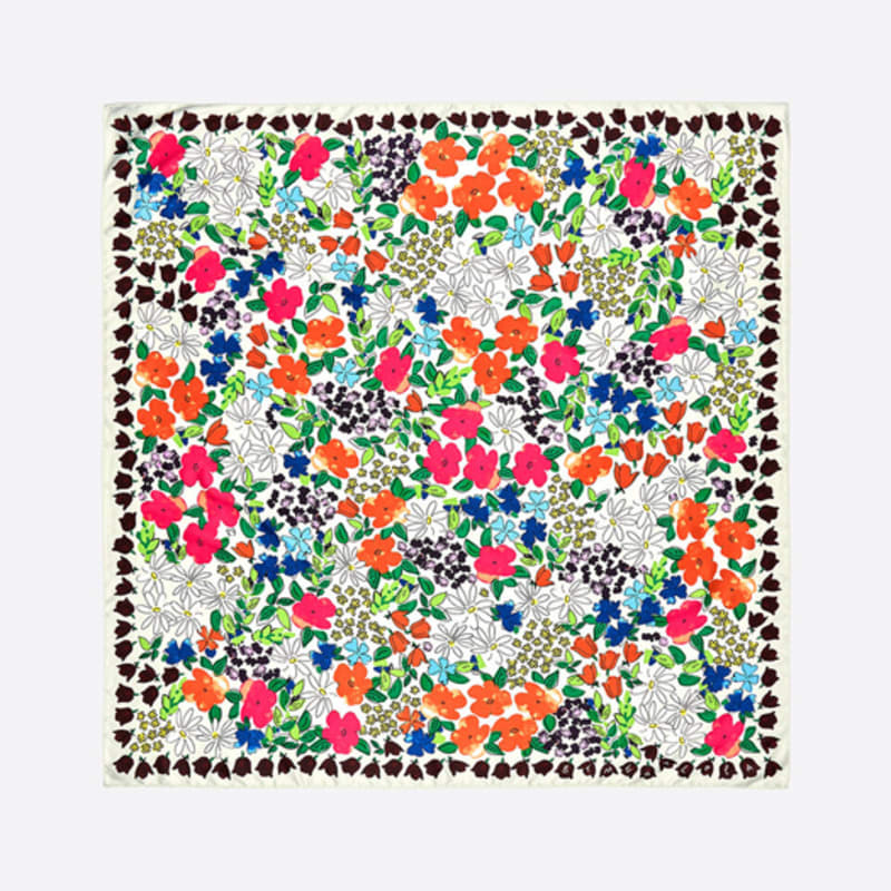 BIMBA Y LOLA Watercolor Flower Garden White Scarf B256AIF006WHF