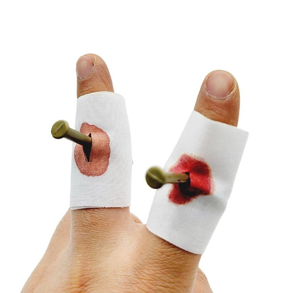 10PCS Prank Trick Fake Nail Through Finger Jokes Magic Trick Toys Blood Prank Magic Prop  Party