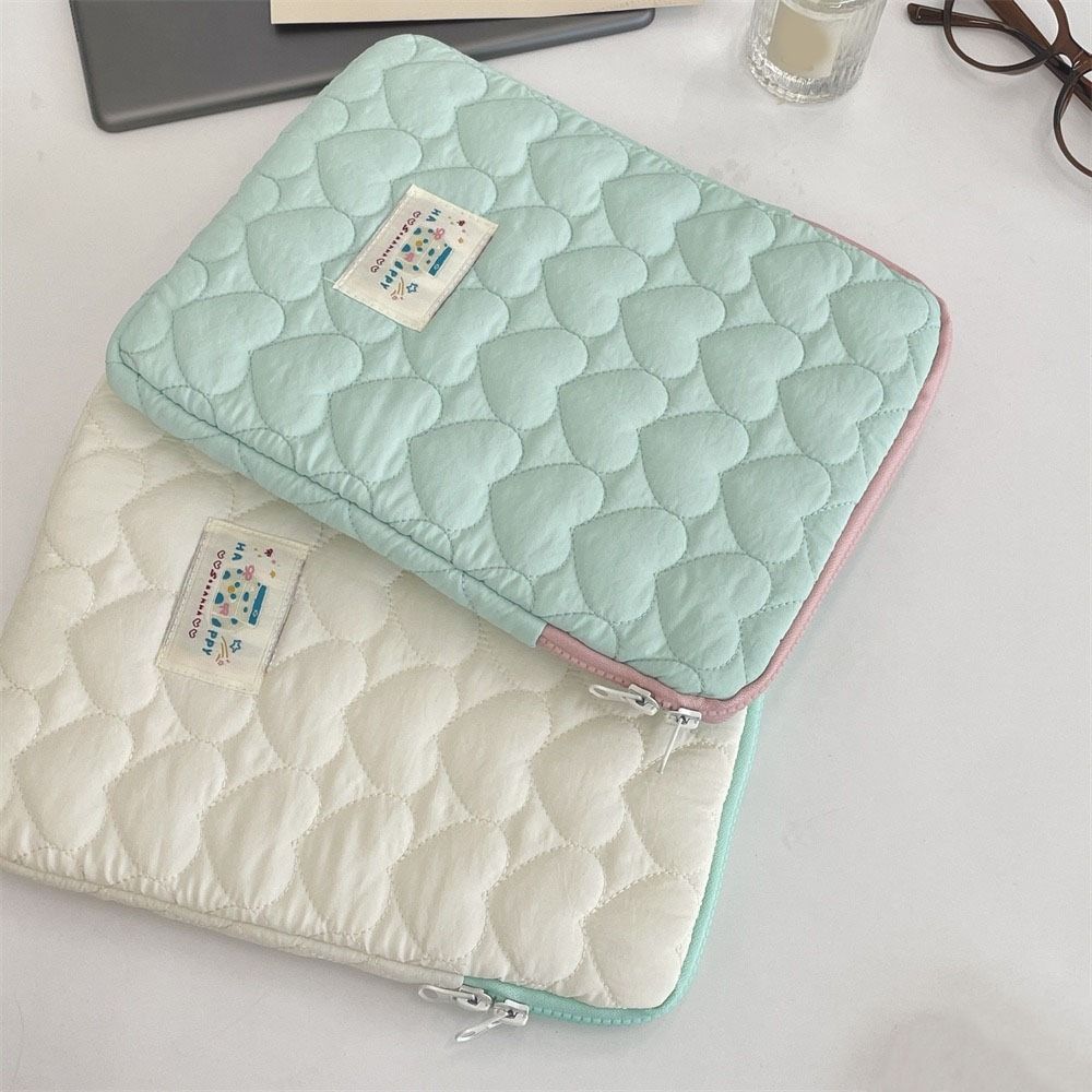 Love Plaid Laptop Storage Bag Quilted Tablet Sleeve Pouch Korean Style Computer Bag  For Women