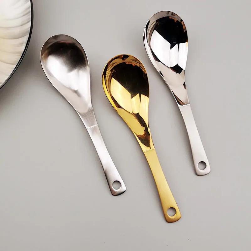 Stainless Steel Soup Spoon Simplicity Household Tableware Children's Soup Spoon Kitchen Tool High Appearance Level Dinner Scoop
