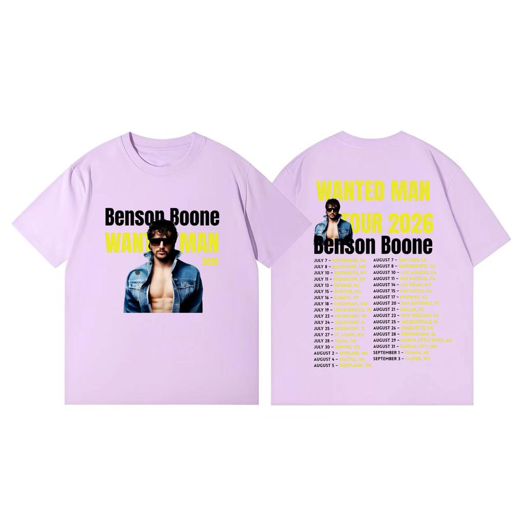 Benson Boone Wanted Unisex Tour 2026 Graphic T Shirts Unisex Women Clothing Rock Fashion Tshirts Summer Casual Loose Cotton Tshirt