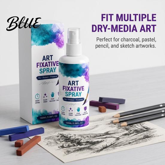 Anti Smudge Fixative Coating Non Smudge-Proof Protection Art Spray for Artists Quick-Drying Clear Yellowing 3.4Oz