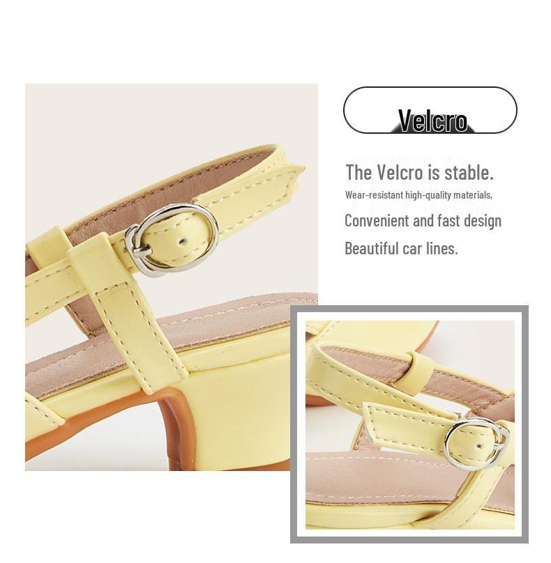 2025 Summer Rhinestone Buckle Girls' High Heels: Pointed Toe, Open Back, Fashionable Sandals