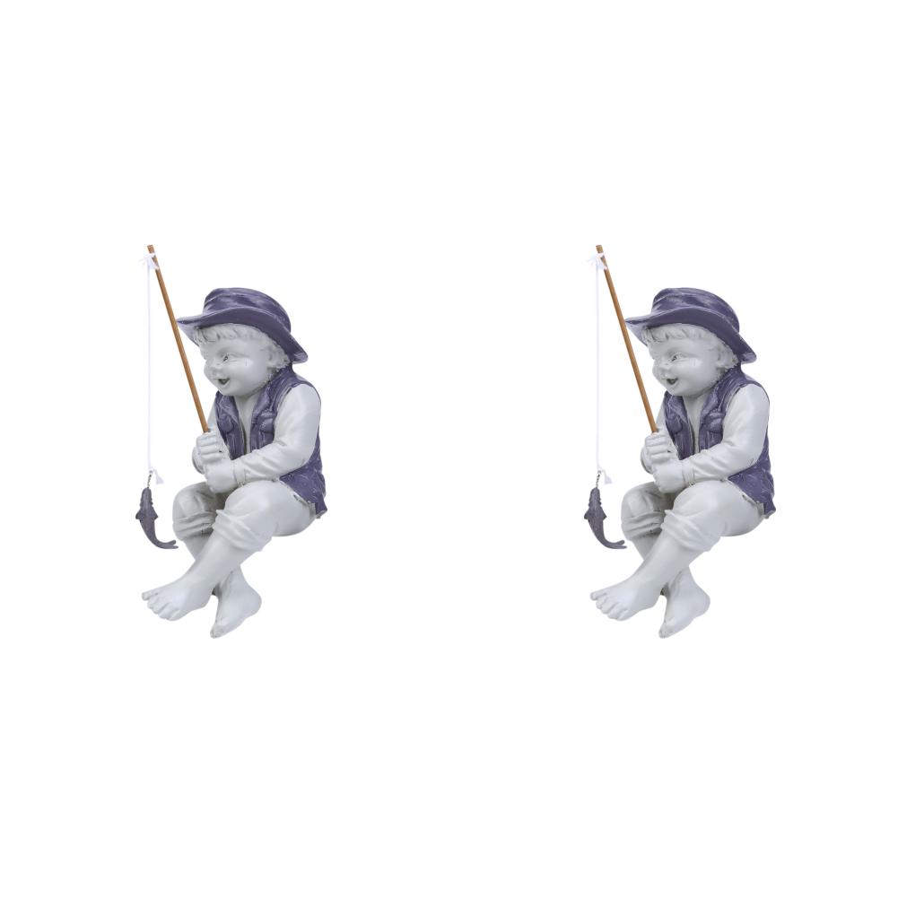 Funny Gone Fishing Boy Garden Statue Decor Creative Fisherman Garden Yard Lawn Resin Decoration Outdoor Figurine Home Ornaments
