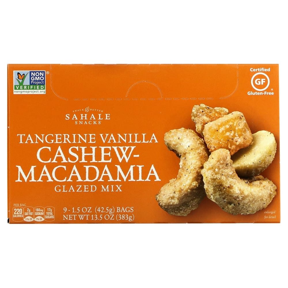 Sahale Snacks Glazed Mix, Tangerine Vanilla Cashew Macadamia, 9-Pack (42.5g/1.5oz Each) 382.5g - 1 ea