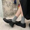 Piel de vacuno lavada~ Mocasines de plataforma de cuero retro para mujer otoño derby británico zapatos individuales un pedal con cordones zapatos de cuero pequeños