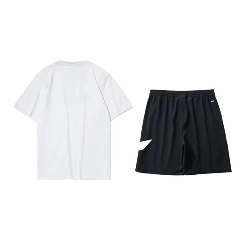 Li Ning Text Logo Printed Round Neck Pullover Short Sleeve T-Shirt Simple Comfortable Versatile Shorts Casual Sports Set YHST169-1+YKSV197-2
