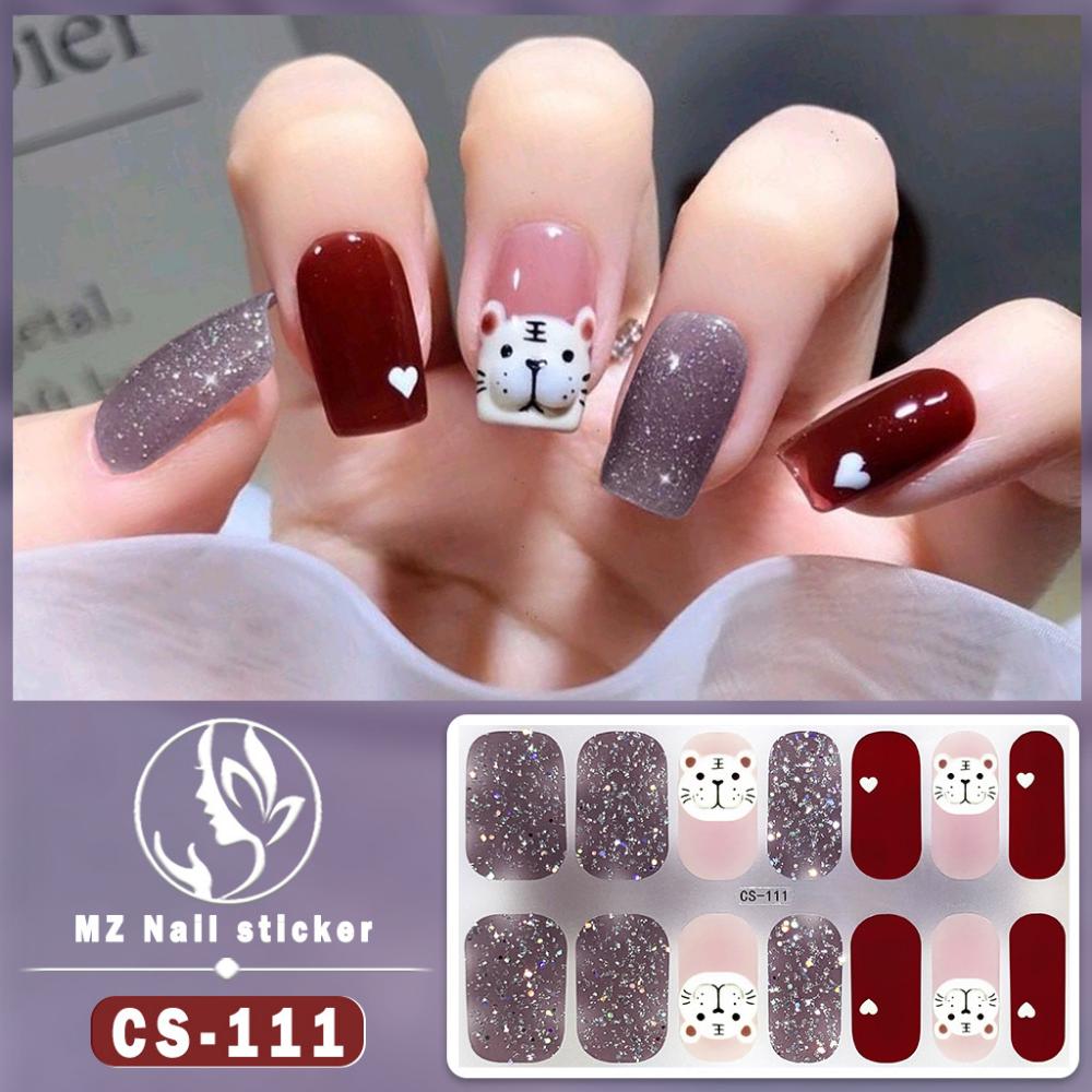 CS voděodolná gelová fólie na nehty bez pečení plná samolepka kontrastní barva tygří hlava nail art fólie papír fólie na nehty papír nálepka