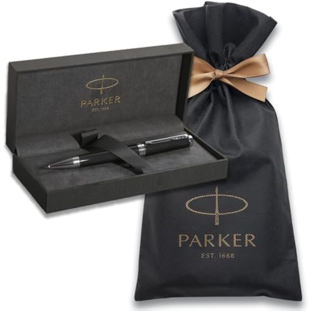 PARKER Шариковая ручка Parker, Ingenuity, Черный CT, Средняя, Масляный Бренд, Пакет для упаковки, Подарочная коробка вкл...