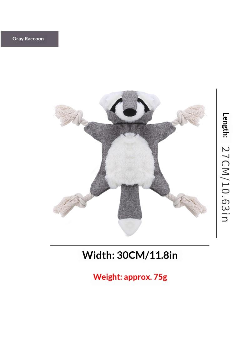 Eco-Friendly Cartoon Dog Plush Chew Toy with Rope and Crinkle Paper Inside (GRAY,28cm) серый