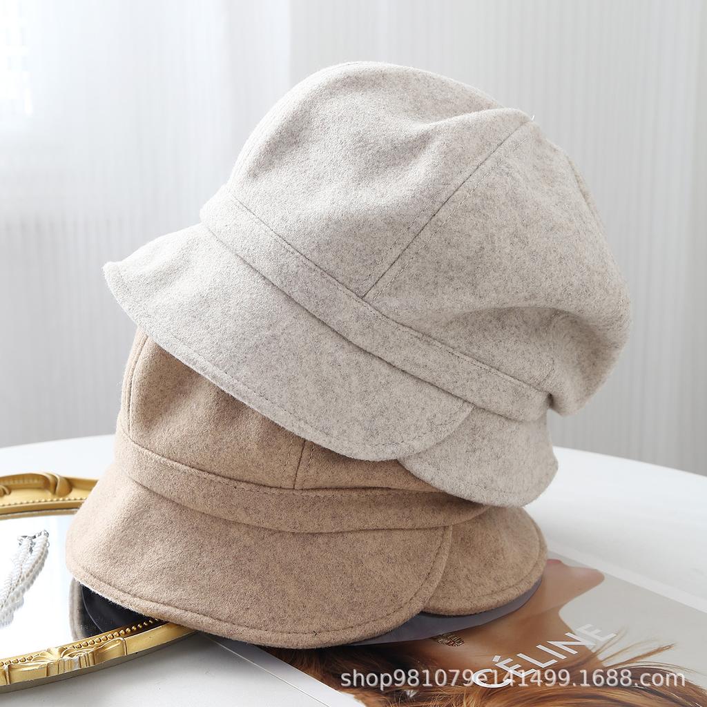 New Autumn and Winter Retro Literature and Art Tide Cool Light Luxury Octagonal Hat Men and Women Warm Casual Versatile Painter Bucket Hat