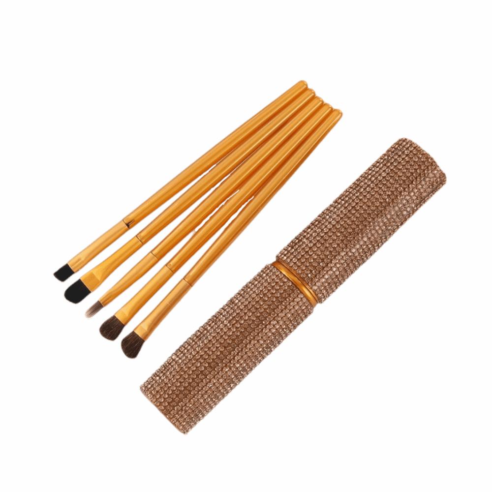 Synthetic Hair Eye Makeup Brushes Set Bling Rhinestone Eyebrow Brush Kit Precision Eye Makeup золотой
