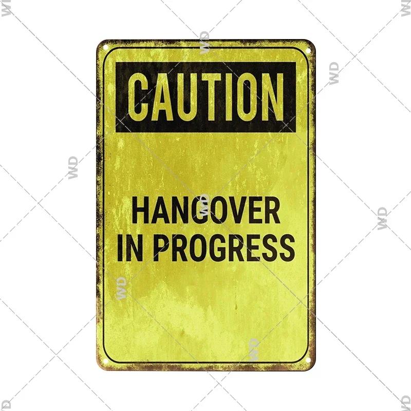 CautionCharm Vintage Metal Plaque - Warn Slogan Design - Great for Door, Factory & Home Wall Decor - Retro Caution Sign Poster