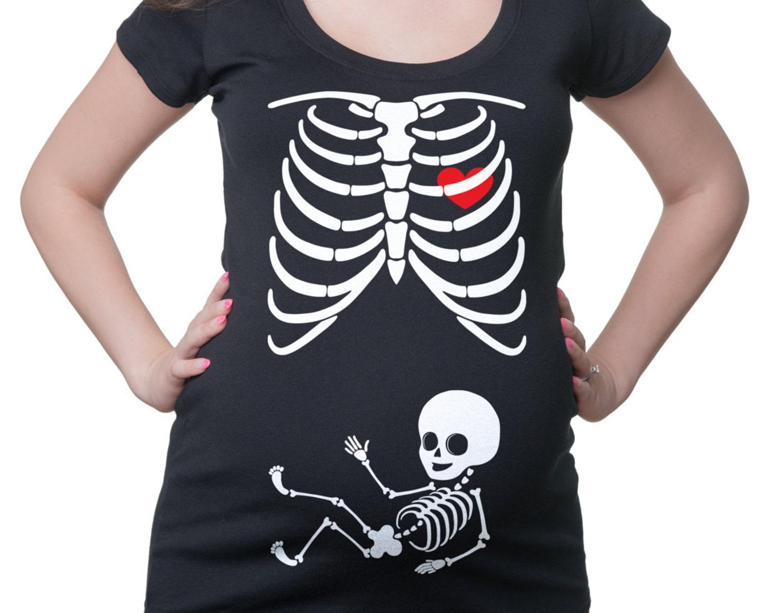Skeleton Baby X-Ray T-Shirt Gift For Pregnant Woman Tee Shirt Maternity Top Pregnancy Top S