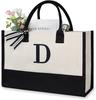 Large Capacity Tote Bag Fashion Canvas Totes Letters Flower Portable Beach Shoulder Shopping Casual Beach Bag Handbag