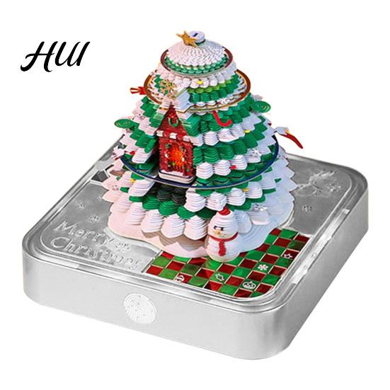 Desk Notepad with Light 3D Paper Sculpture Calendar 2026 Daily Tear-Off Tree House Decoration Design Desktop Organizer Decorative Gift for Office Home