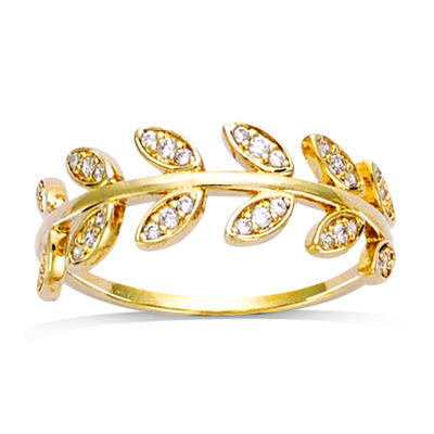 Ring Gold Plated 'Wheat Spike' Golden White - 7 Mm
