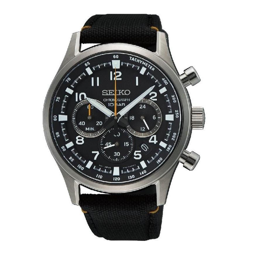 Мужские кварцевые спортивные часы SEIKO с хронографом SSB449P1 чёрный