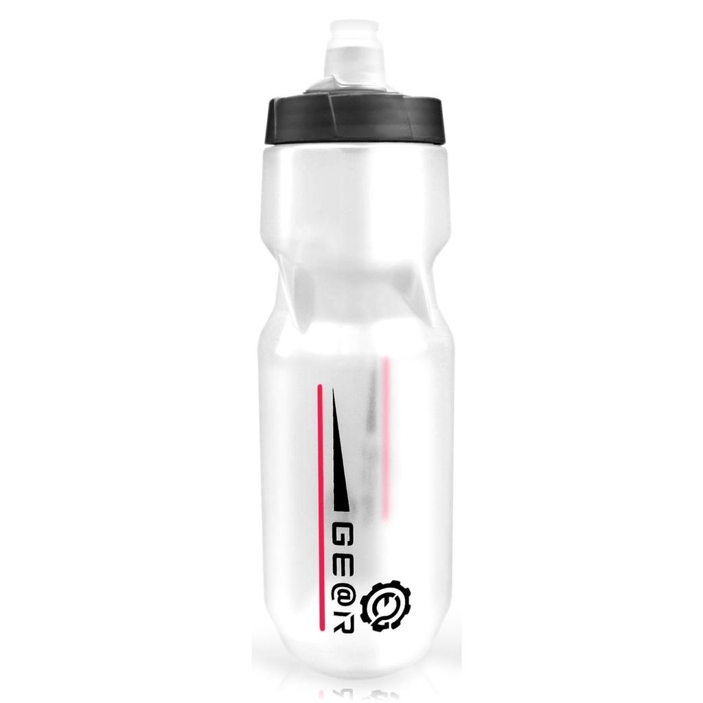 (Geartle) Hydro Clear Cycle Bottle, Clear, Volume Visible, Bicycle, Road Bike, Cycling Bottle, 710ml, 1 Bottle (Clear x Pink)