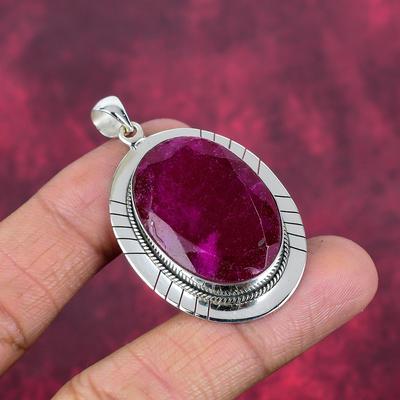 Ruby Zoisite Pendant Gemstone Jewelry, 925 Solid Sterling Silver Handmade Pendant, Latest Design Jewelry