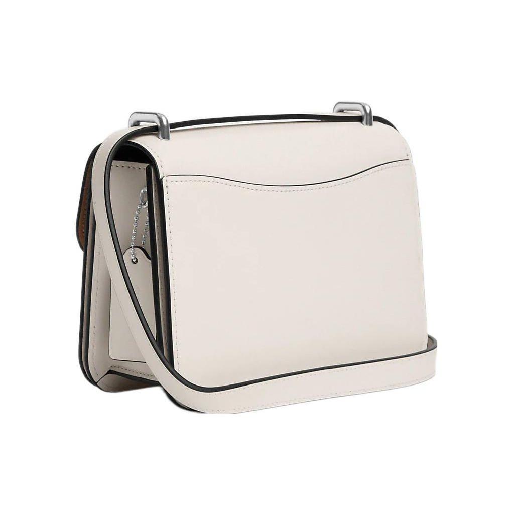 Coach 18 Solid Color Logo Flap Snap Multifunctional Pocket Leather Square Shoulder Crossbody Bag Women bags Glacier-White CL416-SVHA