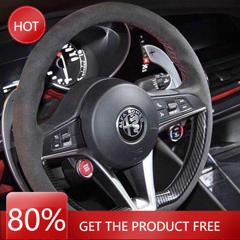 Hub Caps For Alfa Romeo Giulia 2016 2017 2018 Stelvio 2017 Hand Stitched Non-slip Suede Carbon Fibre Car Steering Wheel Cover ze3