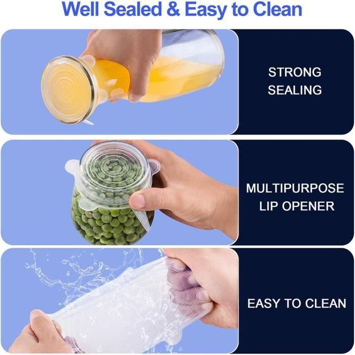 Silicone Food Cover 6 Pieces Flexible, Reusable, Food Storage Lids Stretch Covers