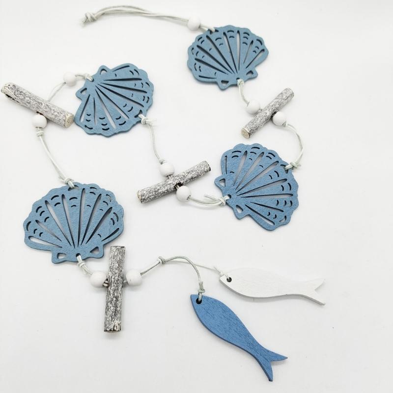 Marine Styles Wood Wall Decors Hanging Ornament Star Fish Sea Shell Sun Catcher For Indoor And Outdoor Garden Decoration