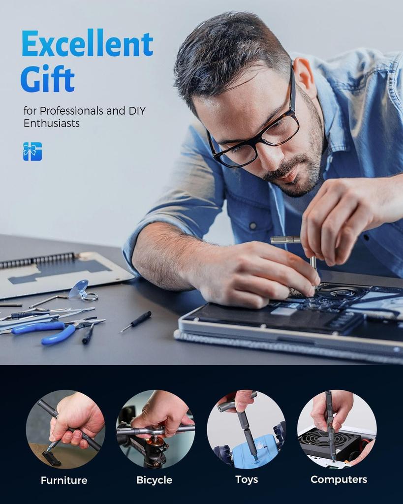 24 In 1 Magnetic Ratchet Screwdriver Set Upgraded Multifunction Ratchet Screwdriver Tool with Removable T Handle Wrench Set