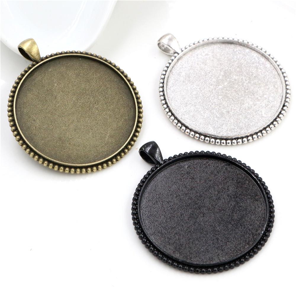 5pcs/lot 40mm Inner Size Antique Bronze and Silver Plated Black colors plated Fashion Style Cabochon Base Setting Charms Pendant