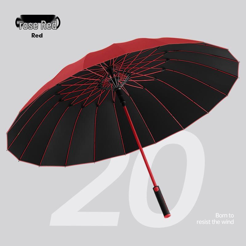 

Мужской очень большой зонт с 20 спицами, автоматический, с длинной ручкой, с черным клеем для защиты от солнца 20 Ribs