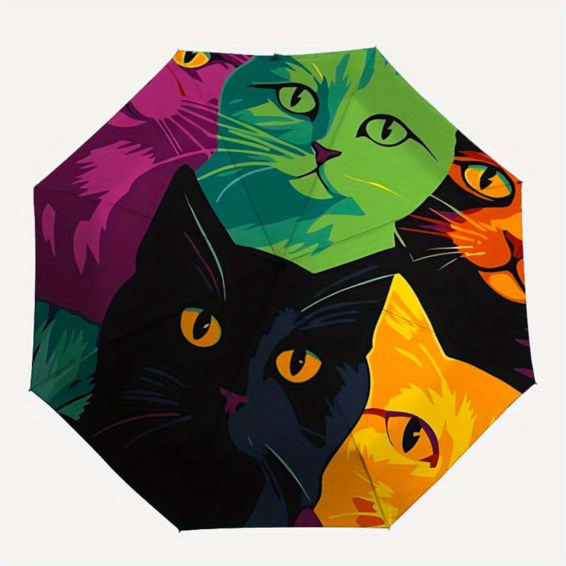 1pc Colorful Cat Face Automatic Open/close, All-Season Portable Folding Umbrella for Friends, Travel, Everyday yy250812216