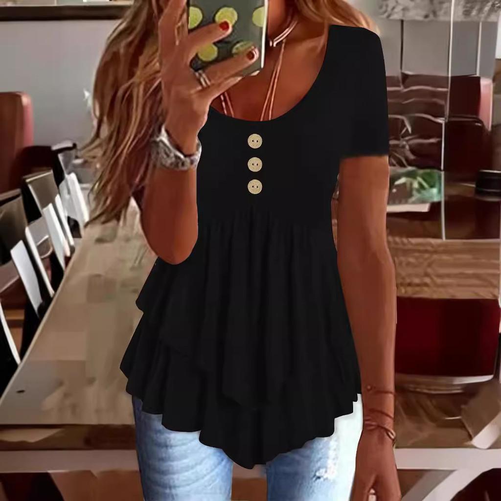 Summer Ladies T Shirt With 3d Pattern In Cotton Blend For Casual Wear