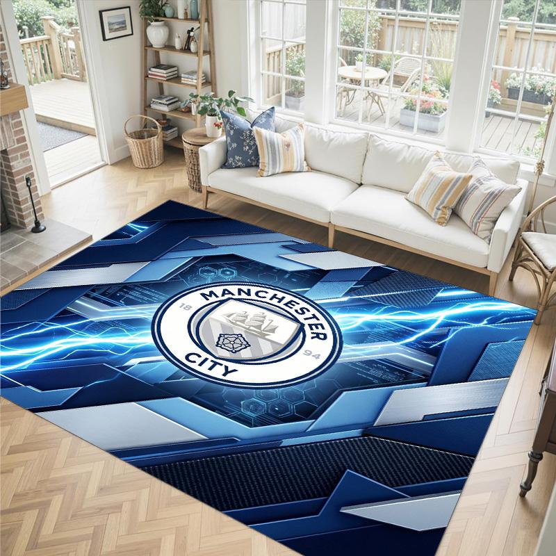 Manchester City Design Crystal Velvet Carpet Cozy Non?Slip Printed Rug For Bedroom Living Room Entrance