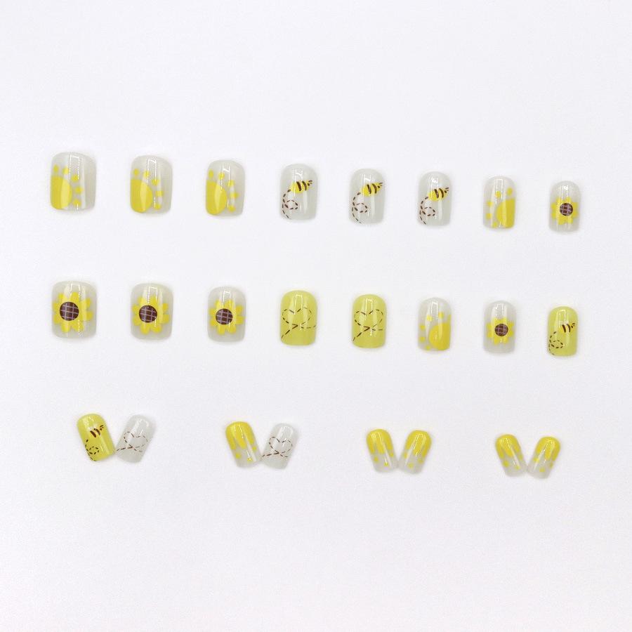 Adorable Sunflower Bee Nail Stickers - 24 Versatile Wearable Pieces